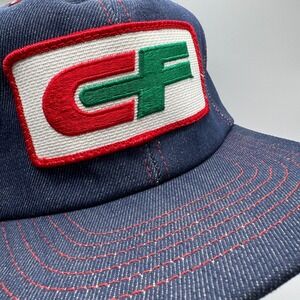 CF Consolidated Freightways Hat Tonkin Mens OSFA Blue Denim Vtg 80s Snapback